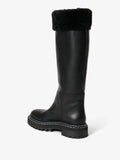 3/4 Back image of Lug Shearling Tall Boots in Black