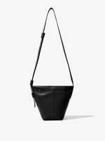 Front image of Barrow Leather Mini Bucket Bag in BLACK
