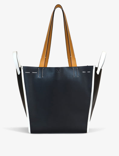 Front image of XL Mercer Leather Tote in BLACK