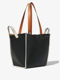 Side image of XL Mercer Leather Tote in BLACK