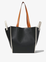 Back image of XL Mercer Leather Tote in BLACK