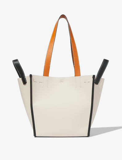 Front image of Large Mercer Leather Tote in VANILLA