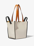 Side image of Large Mercer Leather Tote in VANILLA