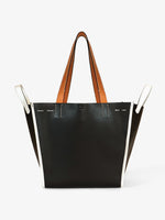 Front image of Large Mercer Leather Tote in BLACK