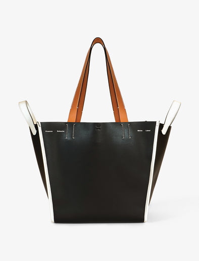 Front image of Large Mercer Leather Tote in BLACK