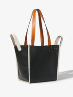 Side image of Large Mercer Leather Tote in BLACK