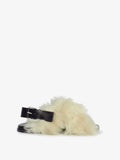 Side image of Square Shearling Sandal in CREAM/BLACK