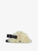 Side image of Square Shearling Sandal in CREAM/BLACK