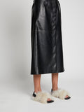 Image of model wearing Square Shearling Sandal in CREAM/BLACK