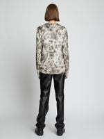 Proenza Schouler back image of model wearing Tie Dye Long Sleeve T-Shirt in ecru/taupe