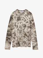 Proenza Schouler flat image of Tie Dye Long Sleeve T-Shirt in ecru/taupe