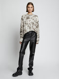 Proenza Schouler front image of model wearing Tie Dye Long Sleeve T-Shirt in ecru/taupe