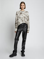 Proenza Schouler front image of model wearing Tie Dye Long Sleeve T-Shirt in ecru/taupe