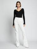 Front full length image of model wearing Cotton Twill Full Leg Pants in WHITE