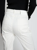 Detail image of model wearing Cotton Twill Full Leg Pants in WHITE