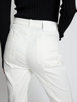 Detail image of model wearing Cotton Twill Full Leg Pants in WHITE