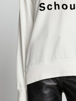 Detail image of model wearing Logo Sweatshirt in OFF WHITE