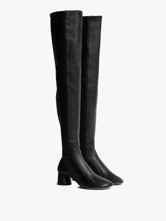 Front 3/4 image of Glove Over the Knee Boots in BLACK