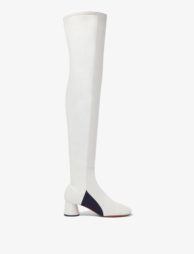 Side image of Glove Over the Knee Boots in WHITE