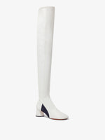 Front 3/4 image of Glove Over the Knee Boots in WHITE