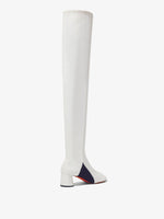 Back 3/4 image of Glove Over the Knee Boots in WHITE