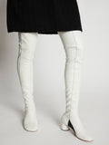 Image of model wearing Glove Over the Knee Boots in WHITE