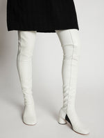 Image of model wearing Glove Over the Knee Boots in WHITE