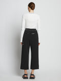 Back full length image of model wearing Crepe Wide Leg Pants in BLACK