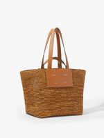 Side image of Large Morris Raffia Tote in HONEY