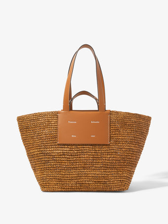 Front image of Large Morris Raffia Tote in HONEY