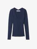 Still Life image of Melange Rib V-Neck Top in BLUE/BLACK