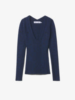 Still Life image of Melange Rib V-Neck Top in BLUE/BLACK
