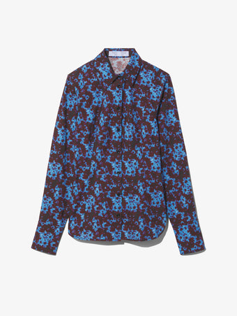 Flat image of Sunflower Poplin Shirt in sky blue/wine