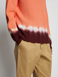 Detail image of model wearing Rib Knit Dip Dye Sweater in SALMON MULTI
