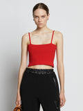 Front cropped image of model wearing Cotton Cashmere Tank Top in POPPY