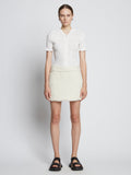 Front full length image of model wearing Tweed Mini Skirt in OFF WHITE