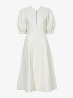 Still Life image of Faux Leather Puff Sleeve Dress in OFF WHITE