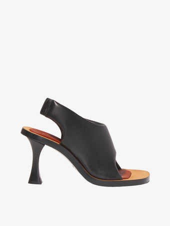 Front image of Leather Ledge Sandals in BLACK