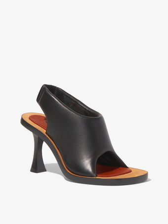 3/4 Front image of Leather Ledge Sandals in BLACK