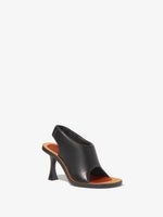 Front 3/4 image of Leather Ledge Sandals in BLACK