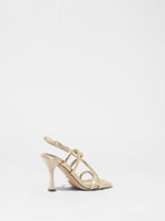 Back 3/4 image of Square Strappy Sandals in Natural