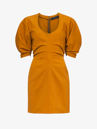 Still Life image of Technical Stretch Linen Dress in CARAMEL