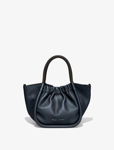 Front image of Small Ruched Crossbody Tote in DARK NAVY
