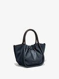 Side image of Small Ruched Crossbody Tote in DARK NAVY