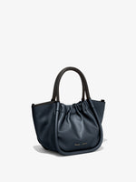 Side image of Small Ruched Crossbody Tote in DARK NAVY