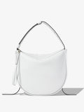 Front image of Baxter Leather Bag in OPTIC WHITE with straps hanging