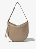 Front image of Baxter Leather Bag in CLAY with strap extended