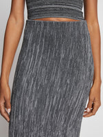 Detail image of model wearing Melange Knit Midi Skirt in BLACK/WHITE