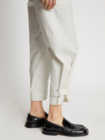 Detail image of model wearing Cotton Twill Tapered Pants in OFF WHITE