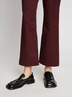 Detail image of model wearing Cotton Twill Cropped Pants in PLUM